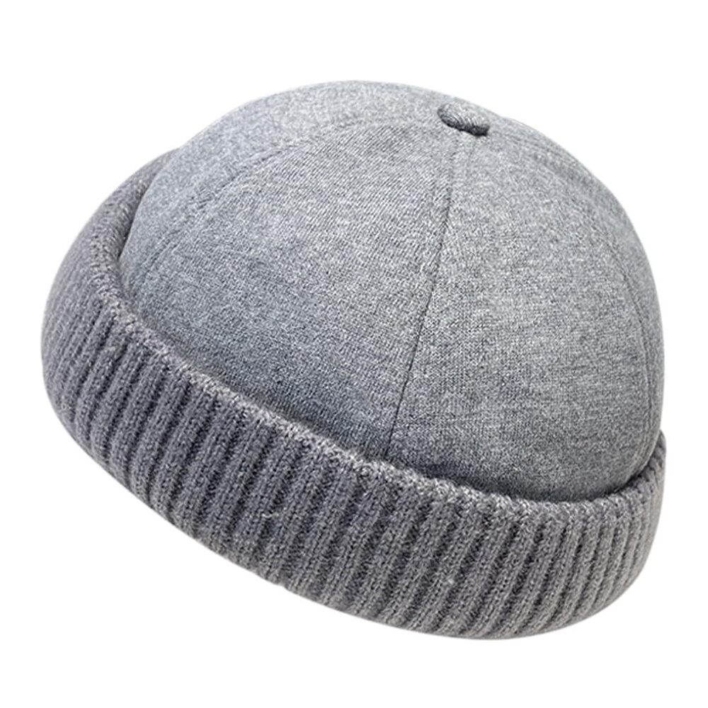6365 Winter Fisherman Beanie Hats Warm Knit Brimless Hat Retro Docker Cap